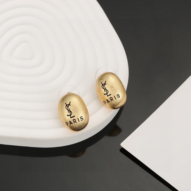 18K Saint Laurent YSL Gold Earrings