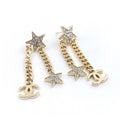 18K Chanel Star Diamonds Long Earrings