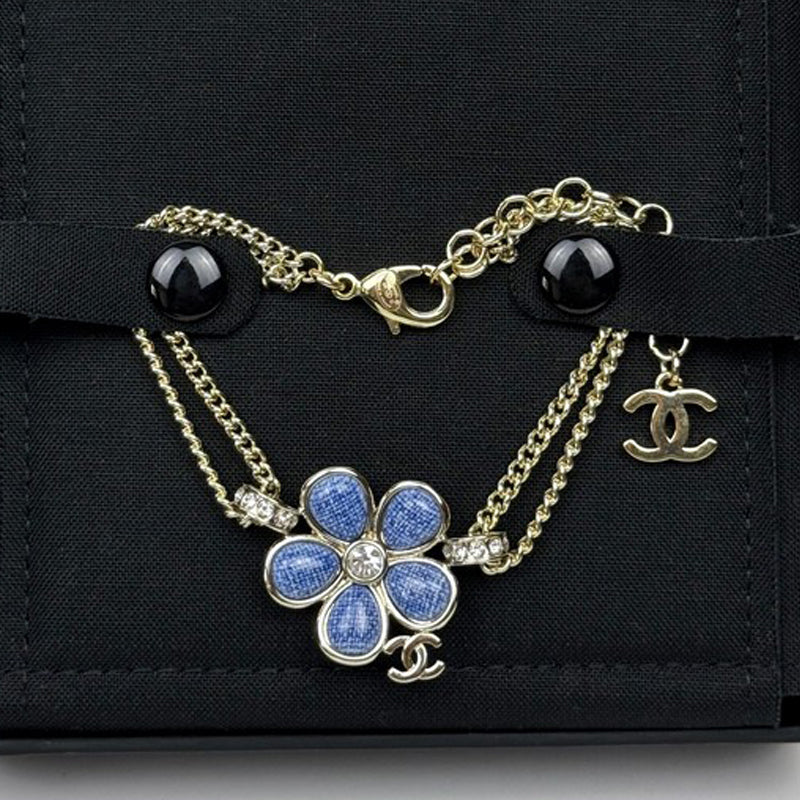 18K Chanel 26C Blue Flower Diamond Bracelet
