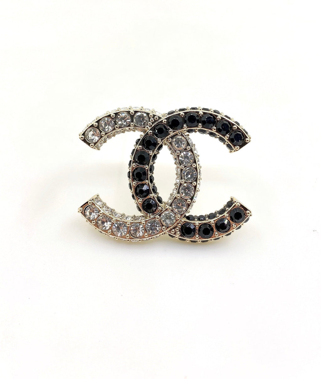 18K Chanel Black & White Crystals Brooch