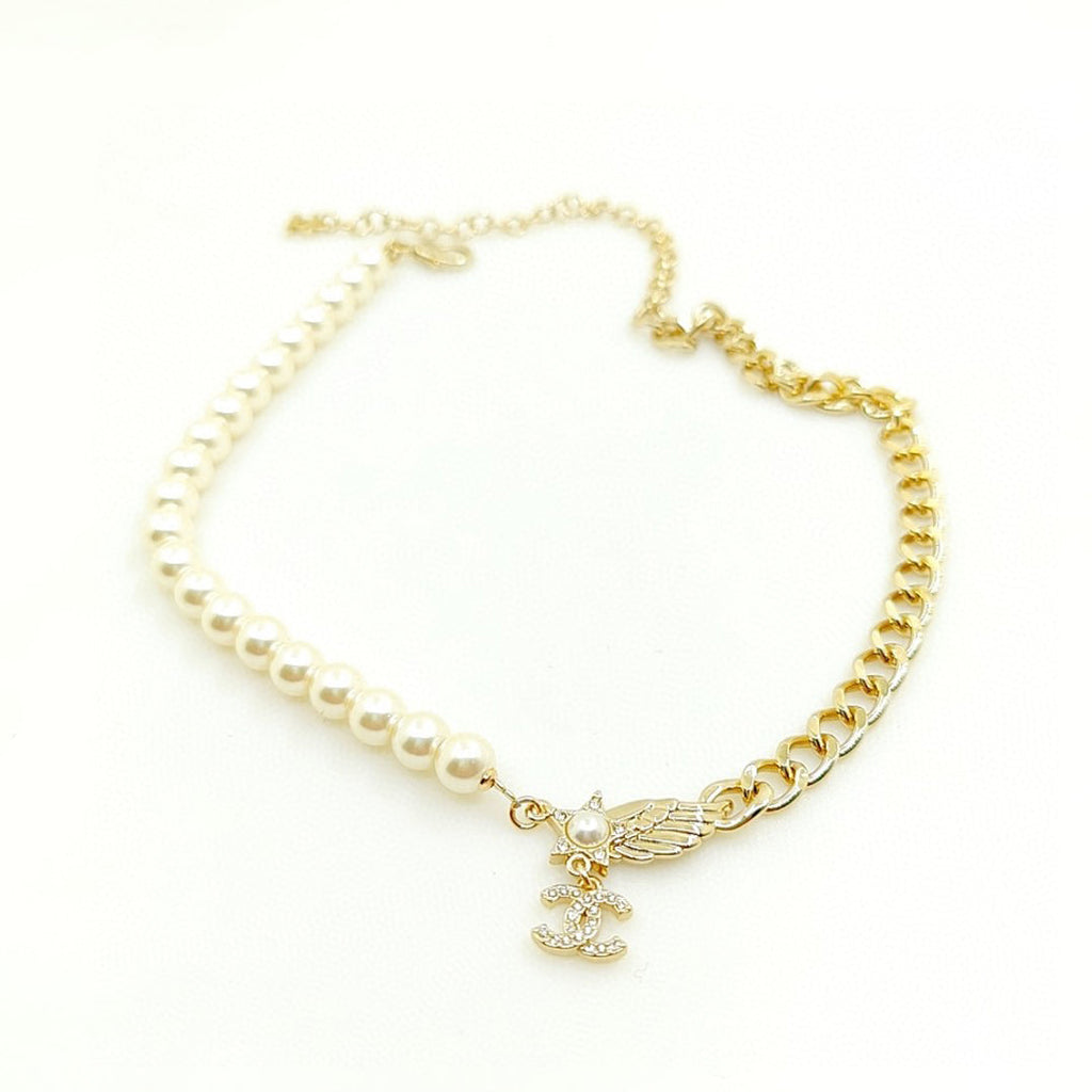 18K Chanel Pearl Chain Choker Necklace