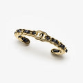18K Chanel Black Leather Cuff Bracelet
