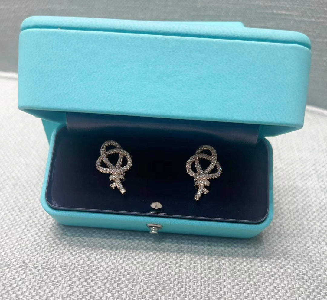 18K Tiffany & Co. Keys Woven Diamond Earrings