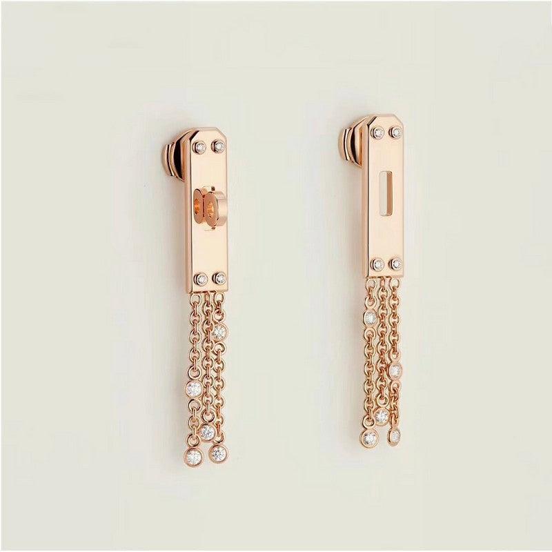 18K Hermès Diamond Kelly Gavroche Earrings