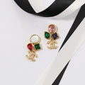 18K Chanel Color Crystal Gold Earrings