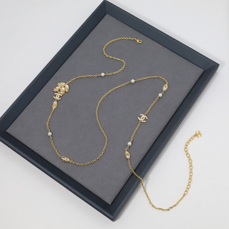 18K Chanel Vintage Crystal Long Necklace