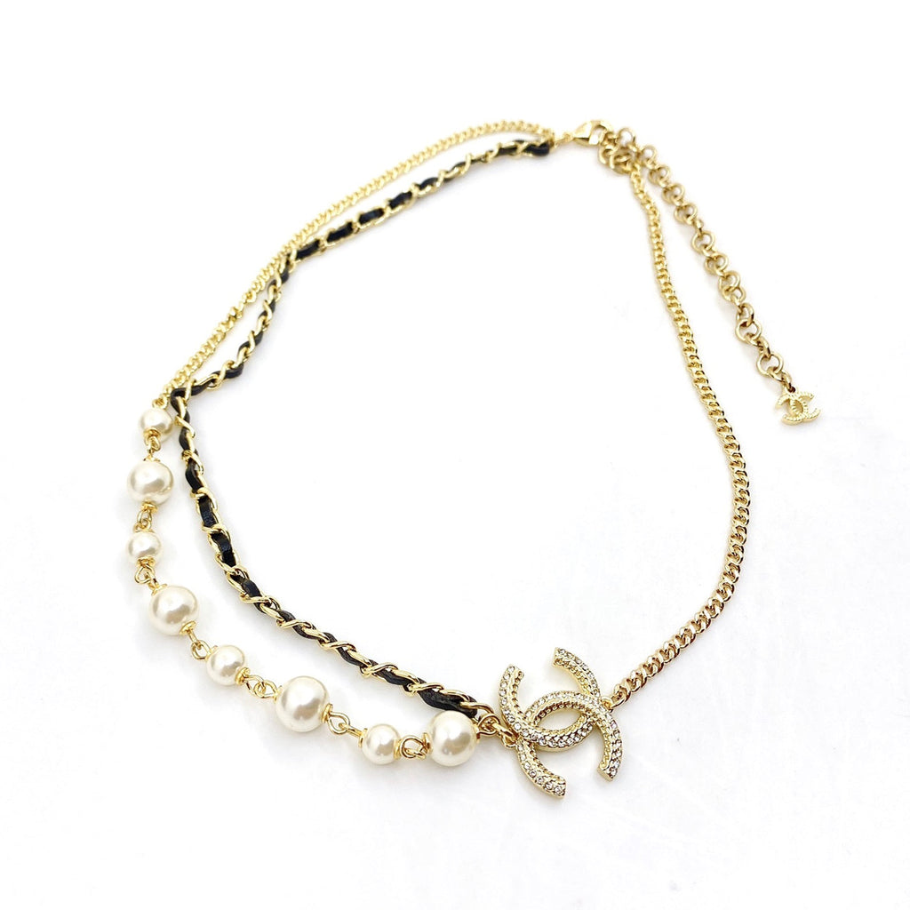 18K Chanel Pearls Strass Choker Necklace