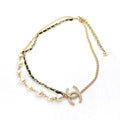 18K Chanel Pearls Strass Choker Necklace