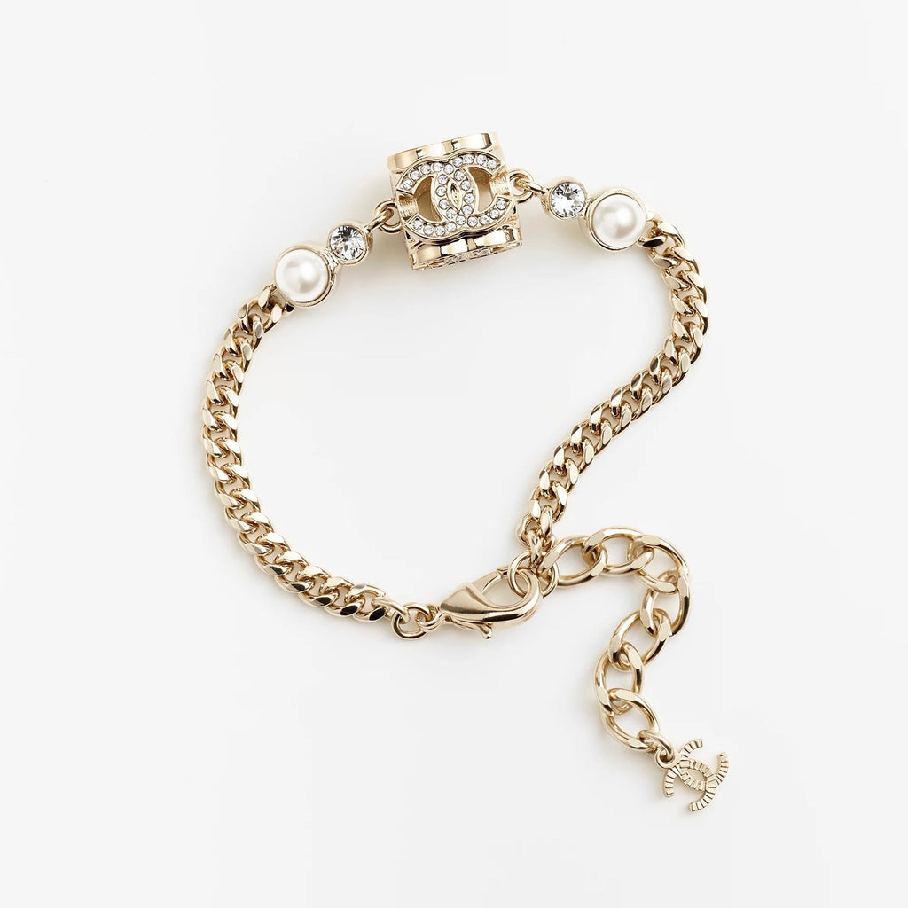 18K Chanel Square Pearl Chain Necklace