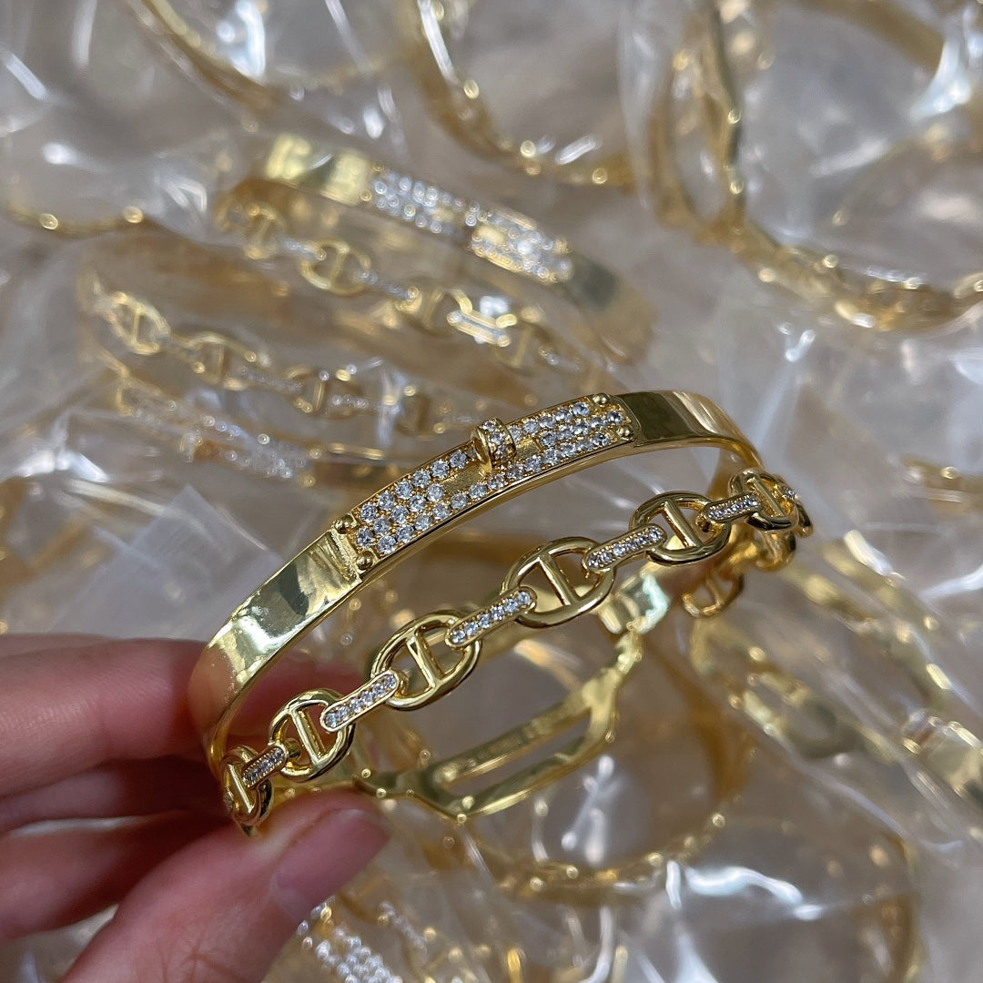 18K Kelly Double Tour Diamond Hermès Bracelet