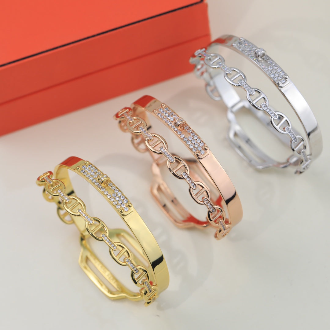 18K Kelly Double Tour Diamond Hermès Bracelet