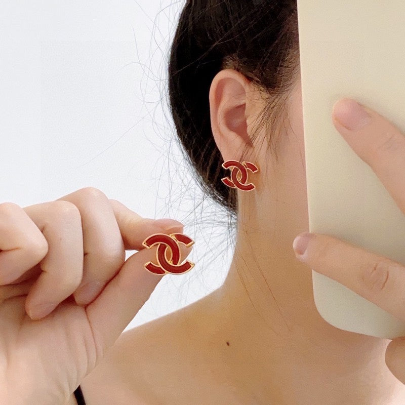 18K Chanel Red Earrings