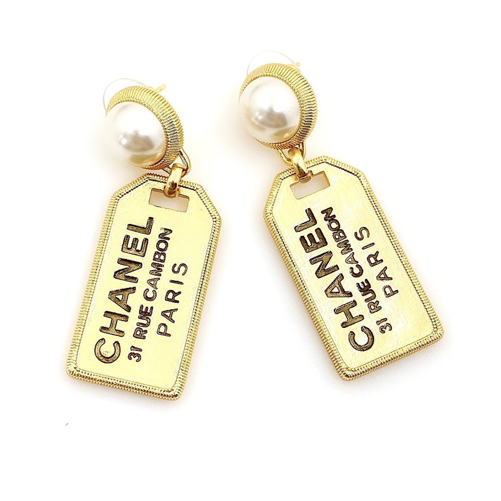 18K Chanel Paris Pearl Earrings