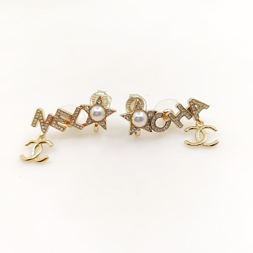 18K Chanel Script Diamonds Earrings