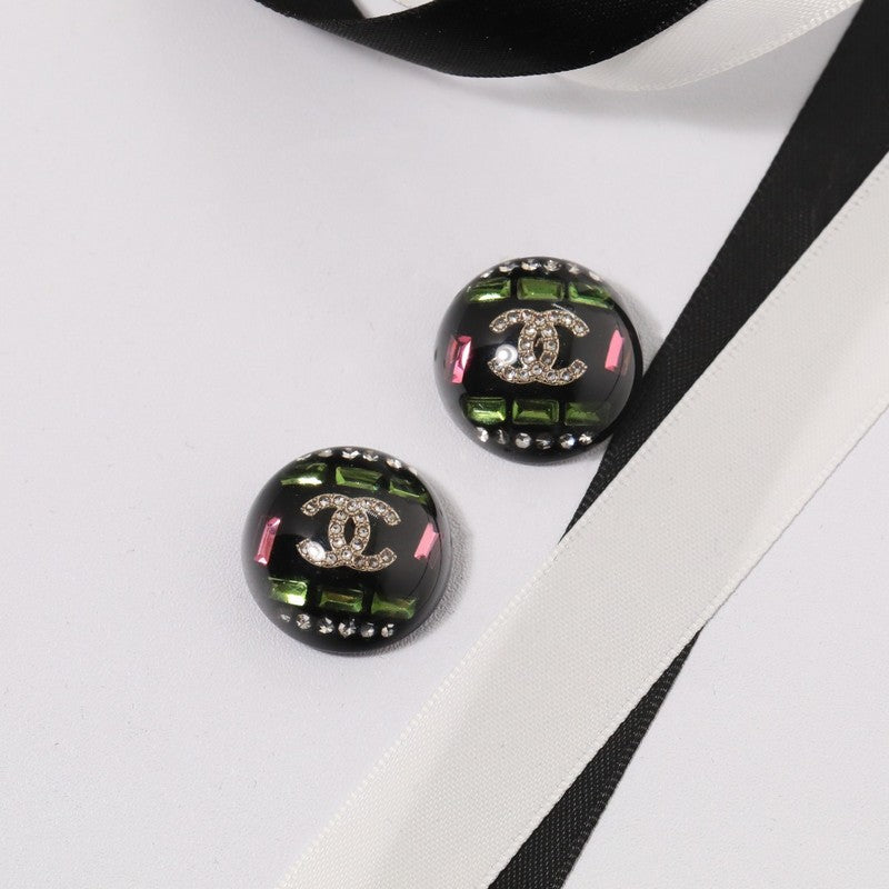 18K Chanel Black Round Earrings