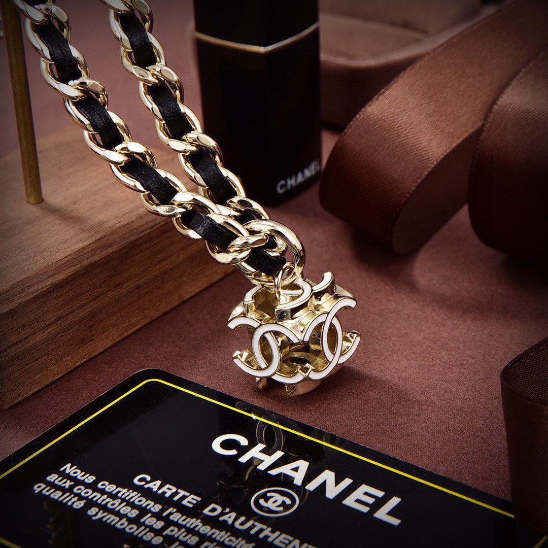 18K Chanel Leather Choker Necklace