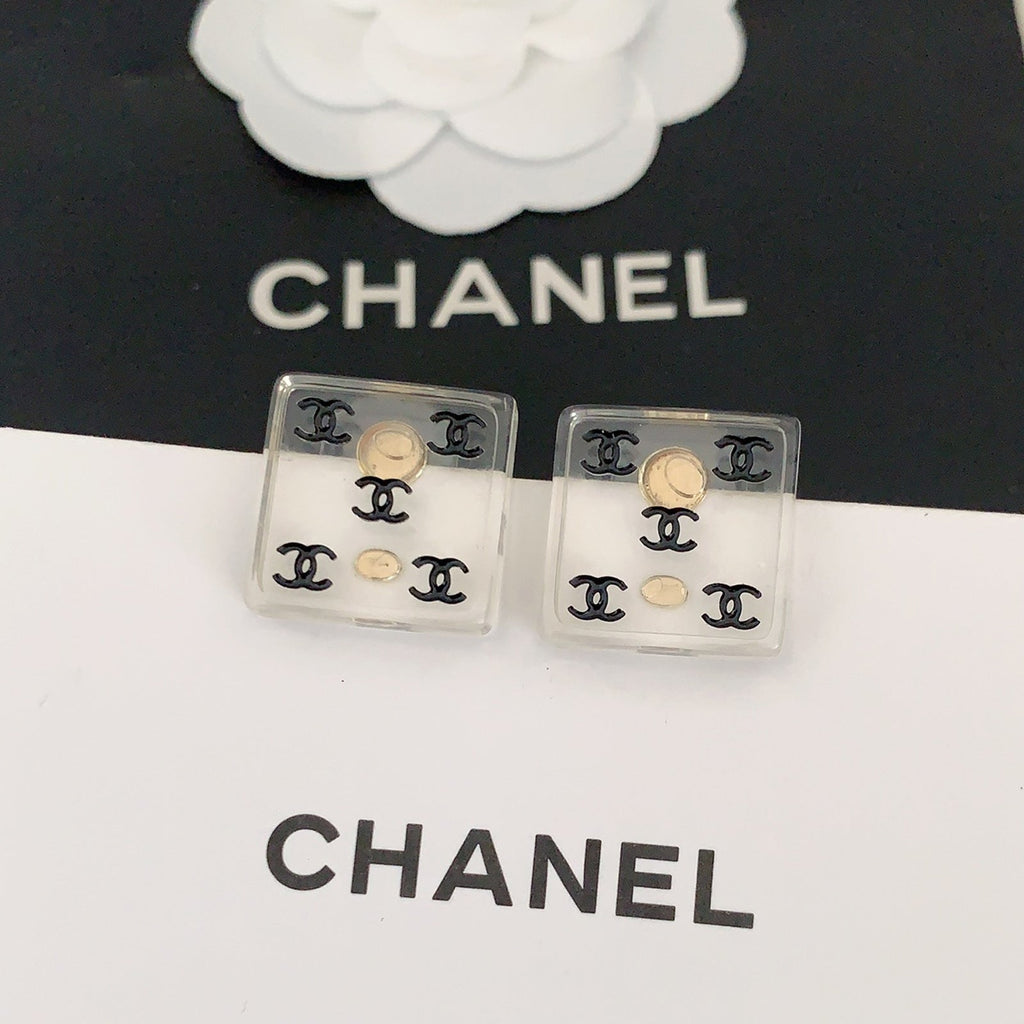 18K Chanel Transparent Resin Earrings