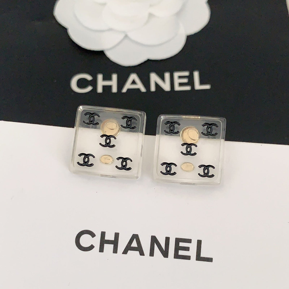 18K Chanel Transparent Resin Earrings