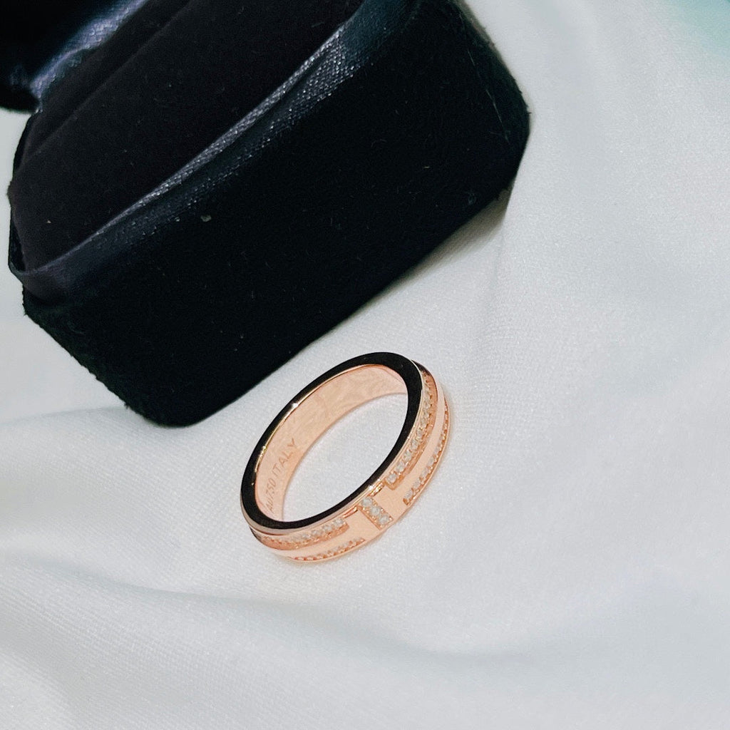 18K Tiffany & Co. Narrow Pave Diamond Ring