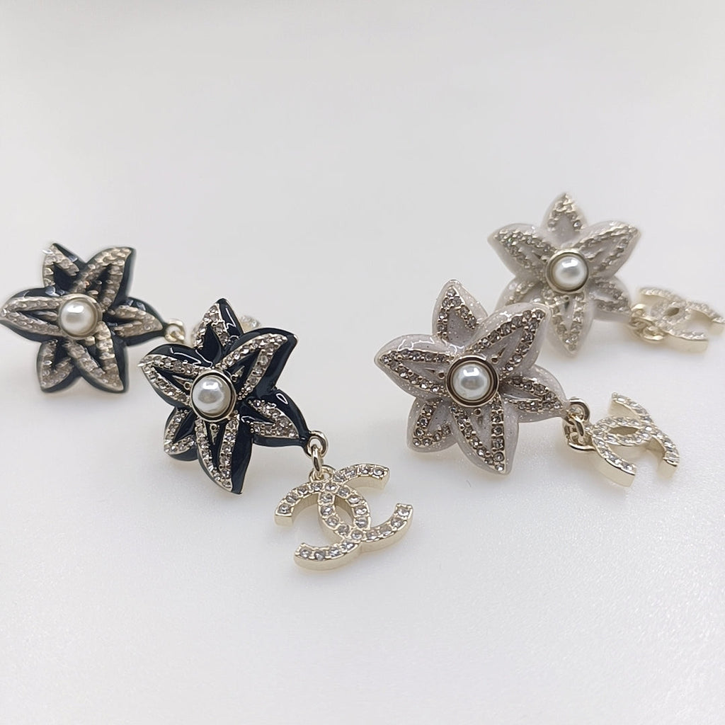 18K Chanel Camellia Pendant Earrings