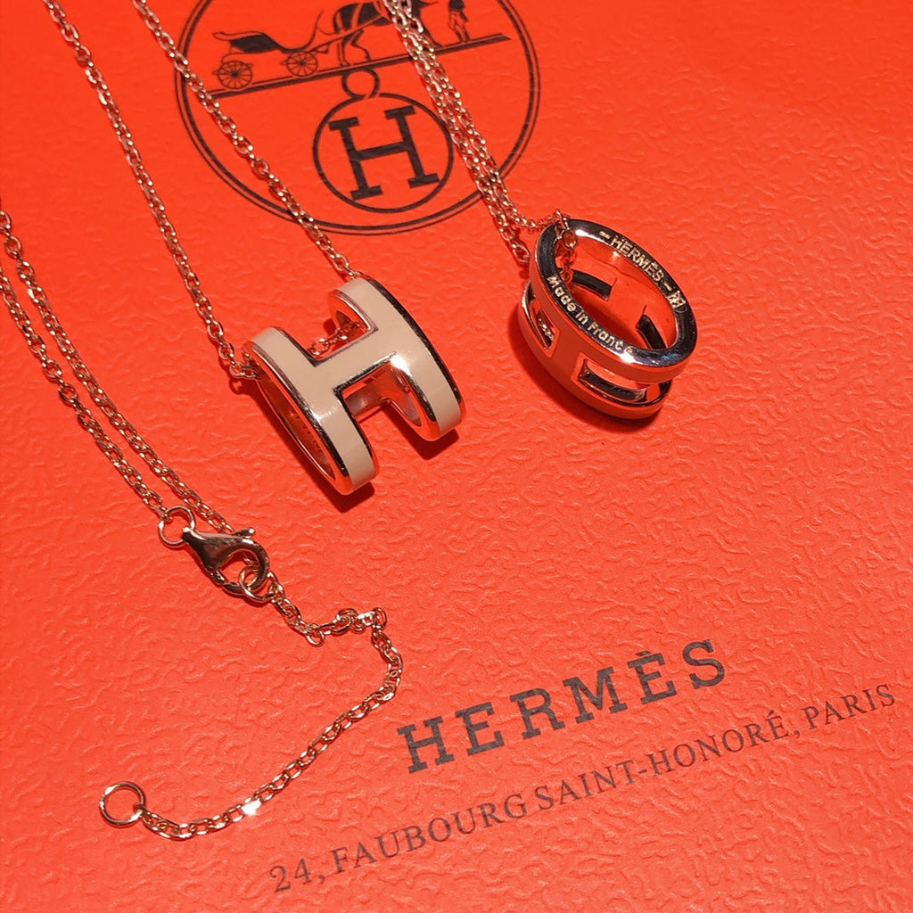 18K Mini Pop Hermès Grey Necklace