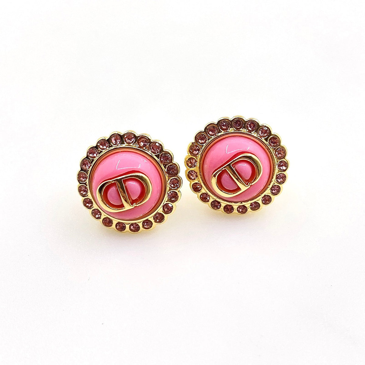 18K Chanel Pink Crystal Earrings