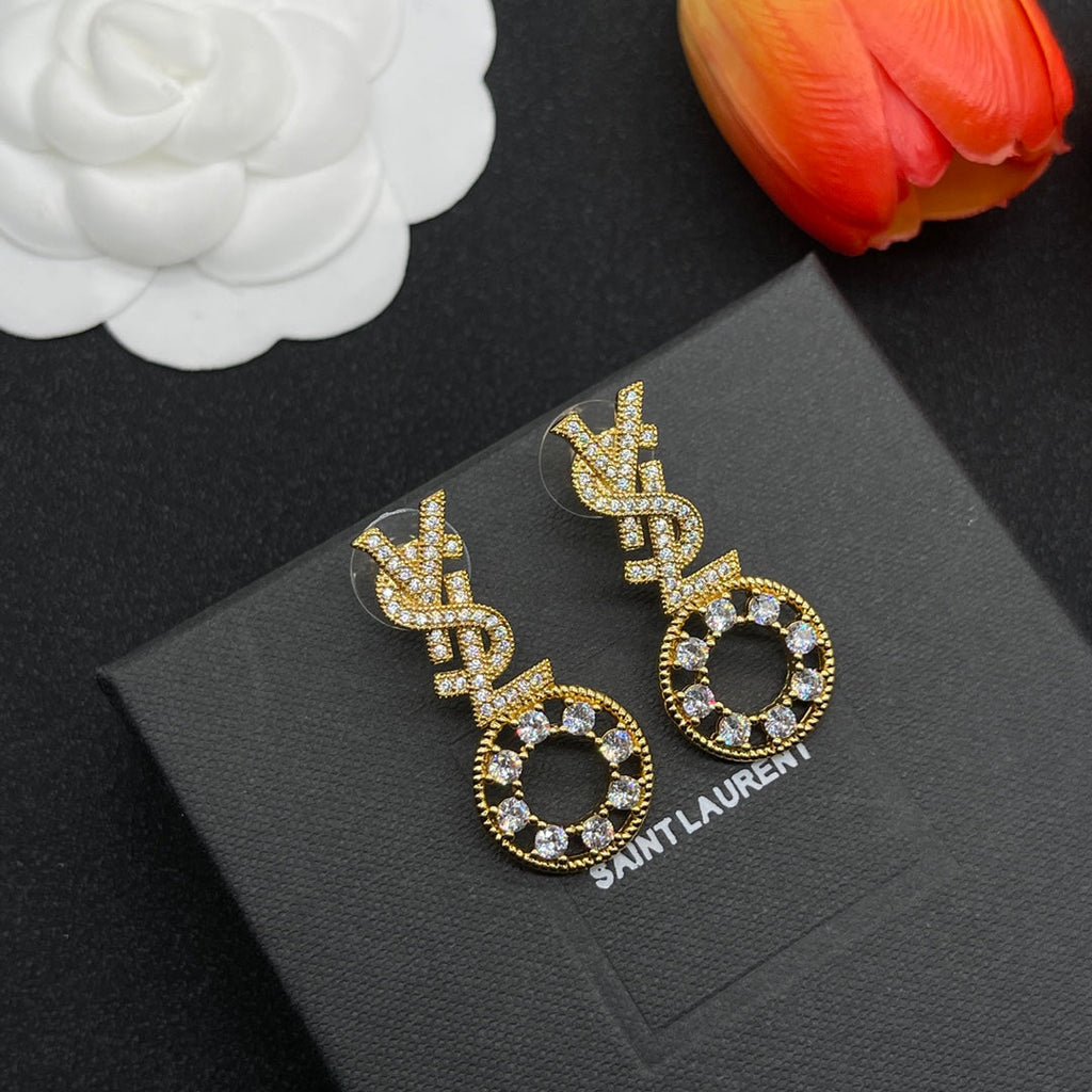 18K Saint Laurent YSL Diamonds Earrings