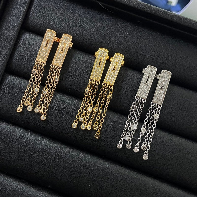 18K Hermès Kelly Gavroche Full Diamond Earrings