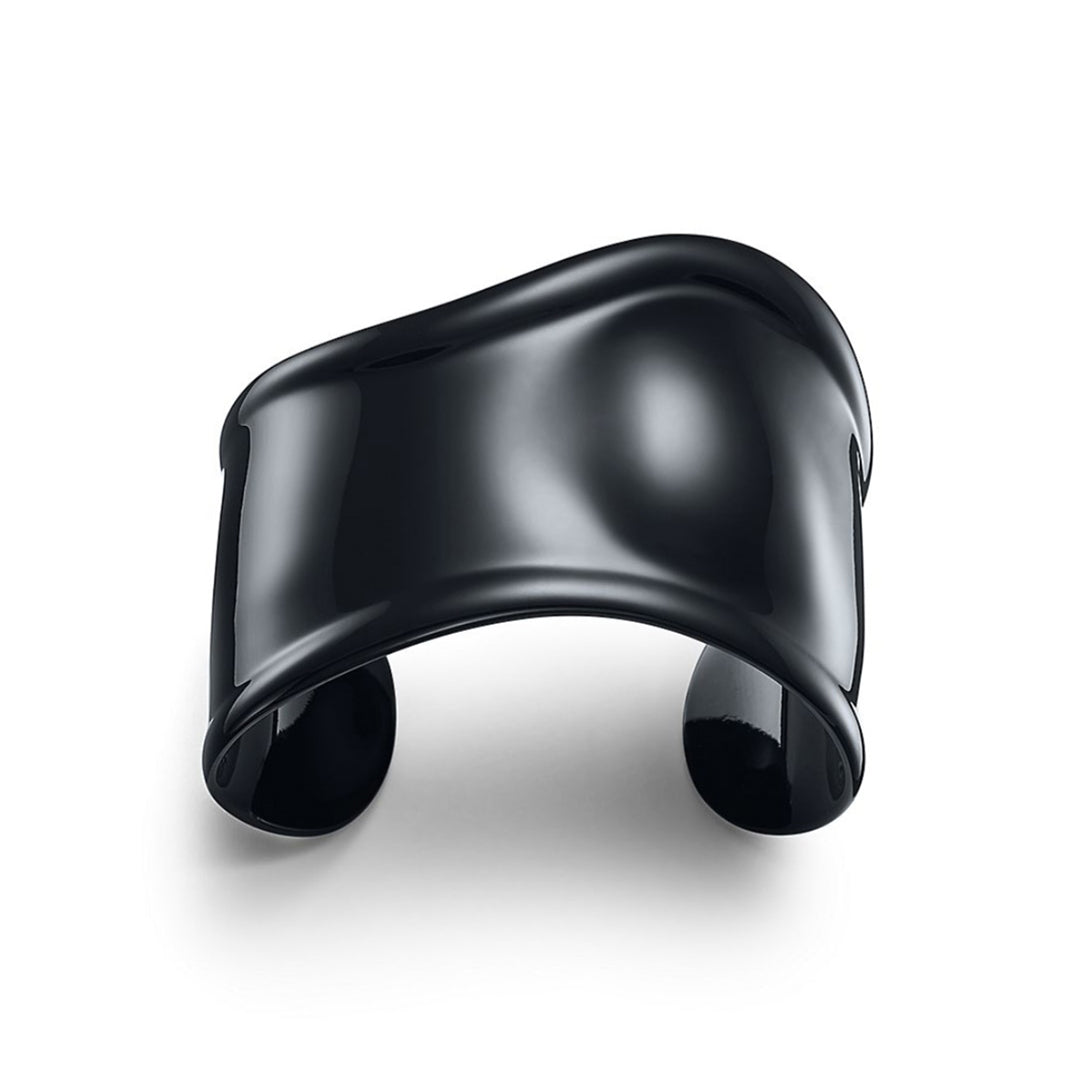 18K Tiffany & Co. Elsa Peretti Small Bone Cuff Black Bracelet