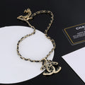 18K Chanel Strass Leather Necklace