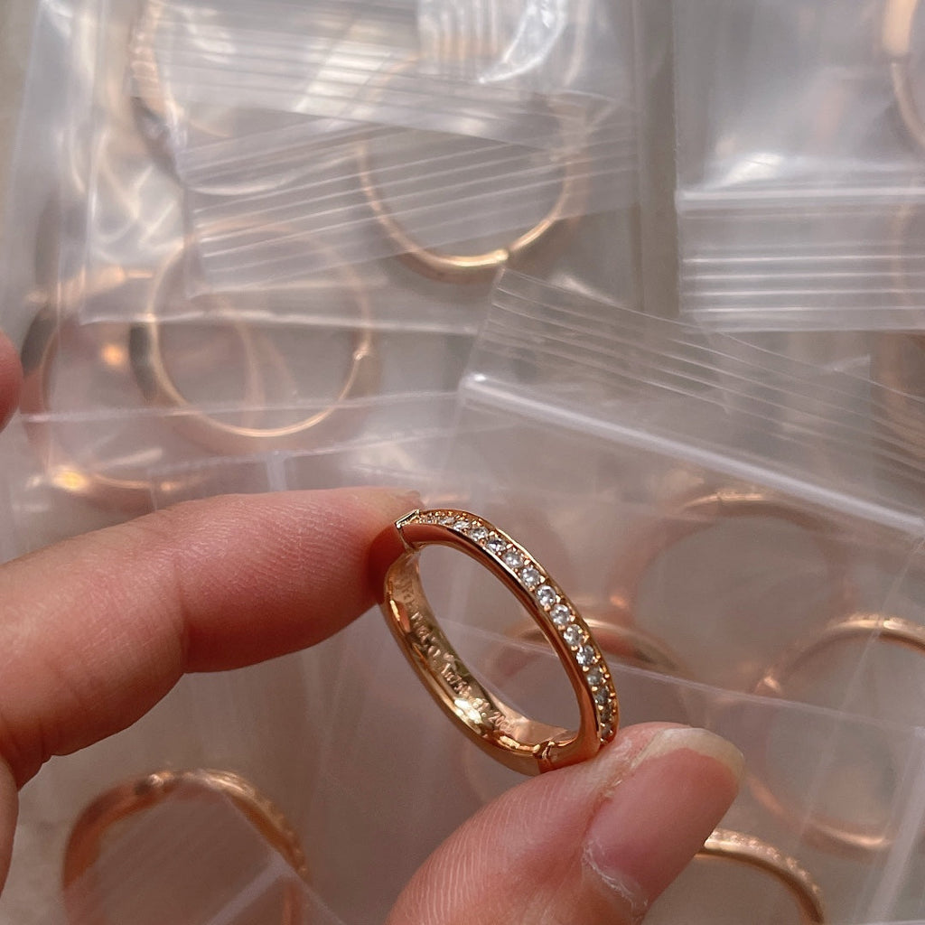 18K Tiffany & Co. Lock Diamonds Rose Gold Ring