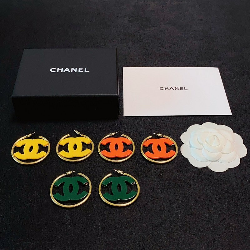 18K Chanel Color Logo Earrings