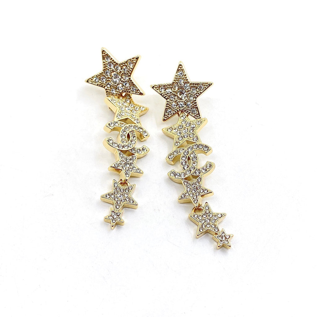 18K Chanel Star Diamonds Pendant Earrings
