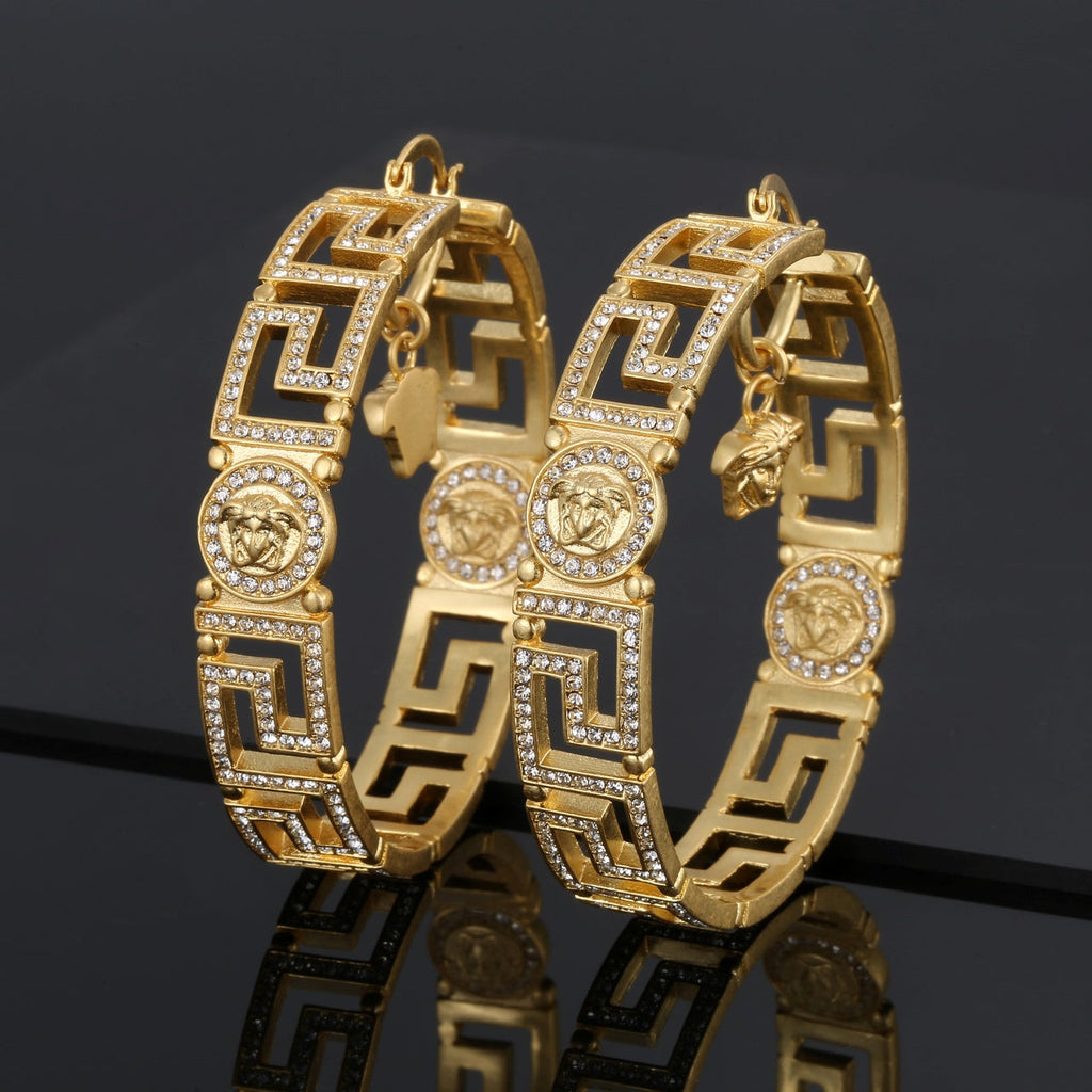 18K Versace Round Crystals Earrings