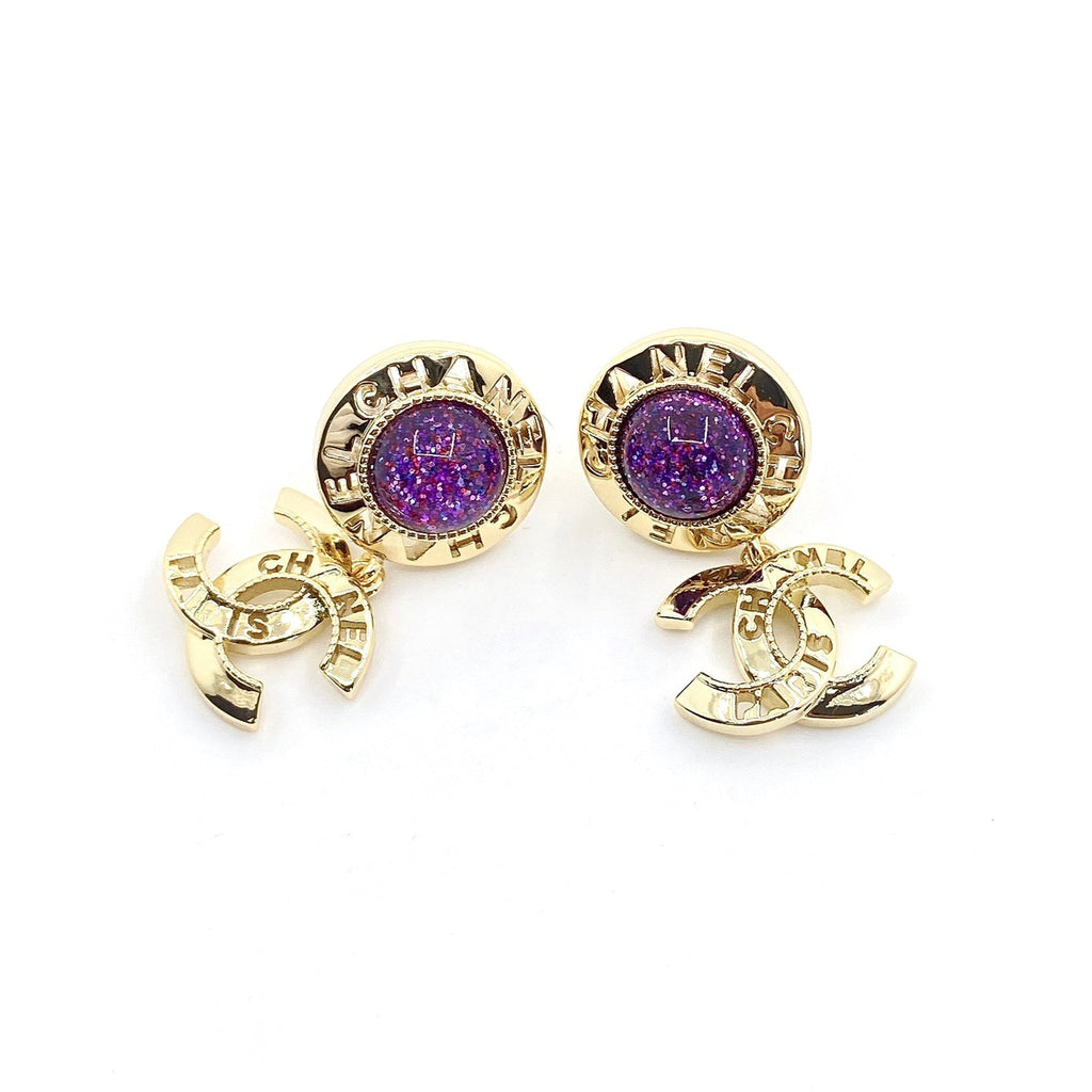 18K Chanel Purple Crystals Earrings