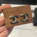 18K Chanel 26C Black Gold Diamond Earrings