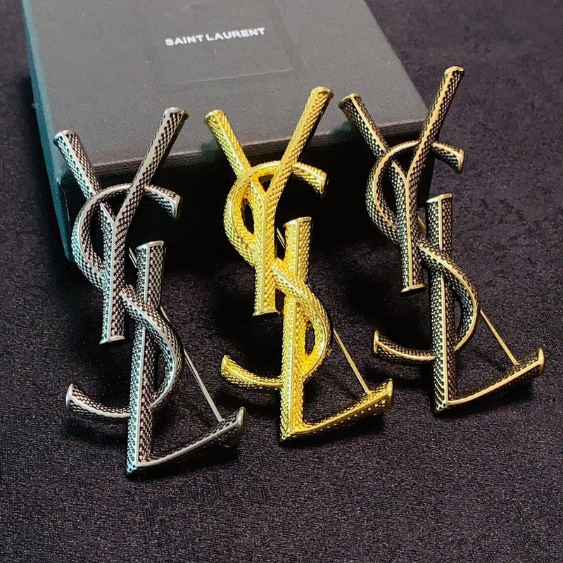18K Saint Laurent YSL Three Color Brooch