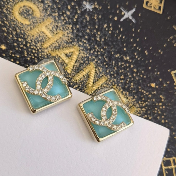 18K Chanel Blue Resin Earrings
