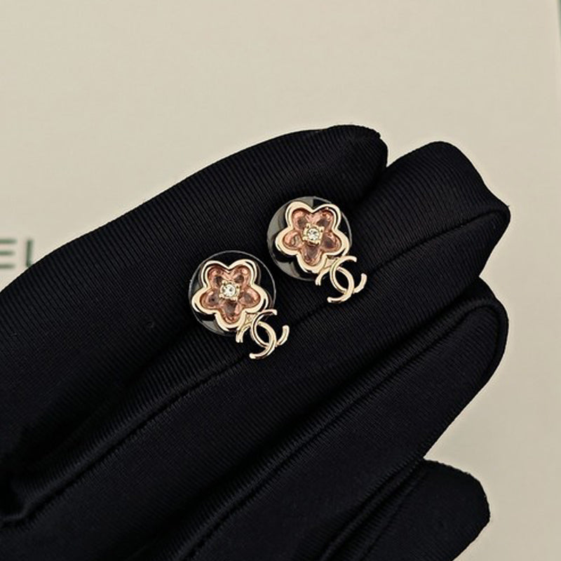 18K Chanel Pink Crystal Earrings