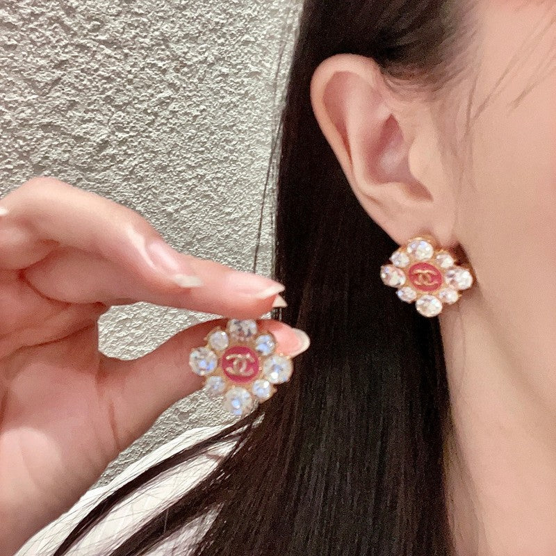 18K Chanel Color Flower Diamond Earrings