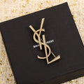 18K Saint Laurent YSL Stripe Gold Brooch