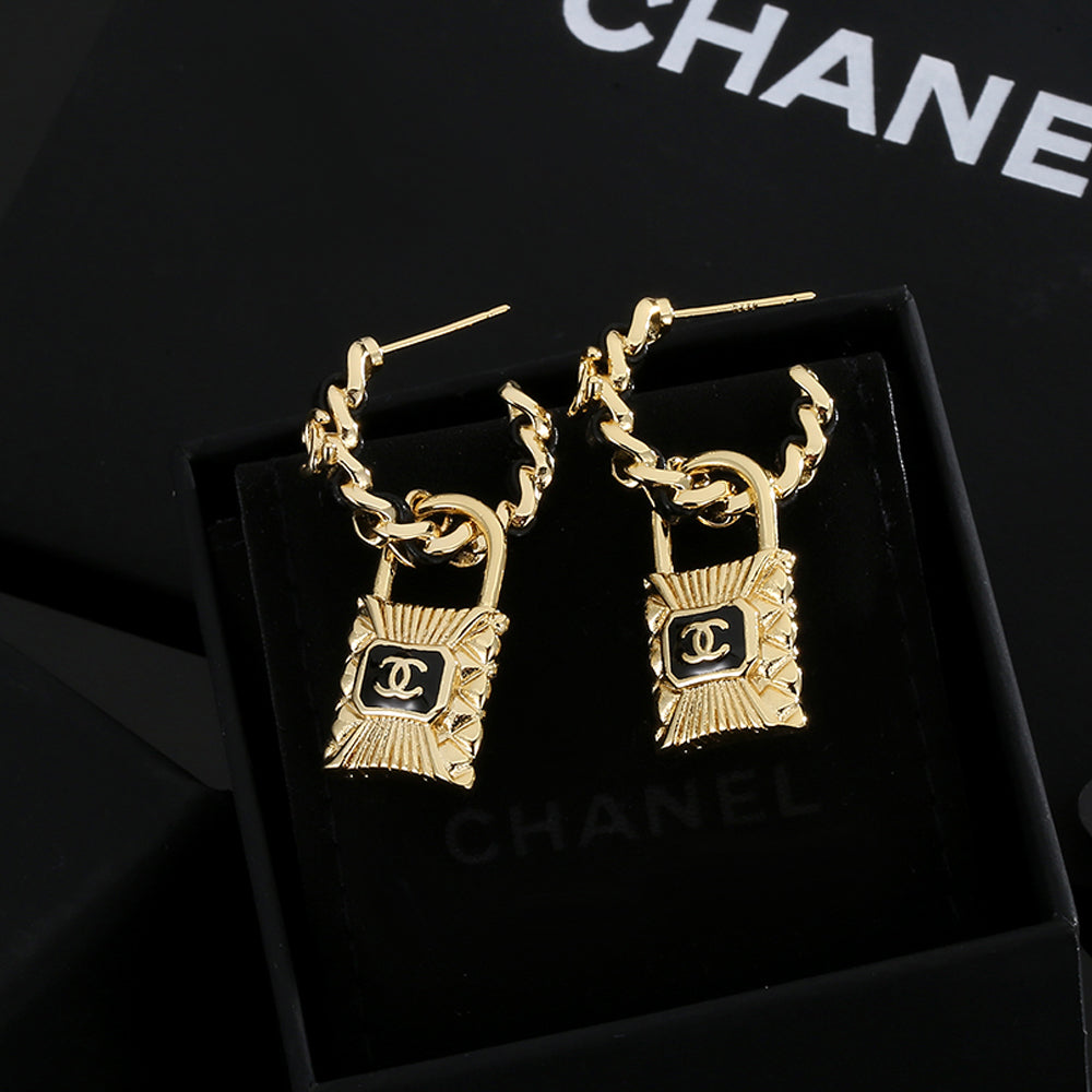 18K Chanel Lock Earrings