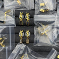 18K Saint Laurent YSL Monogram Earrings