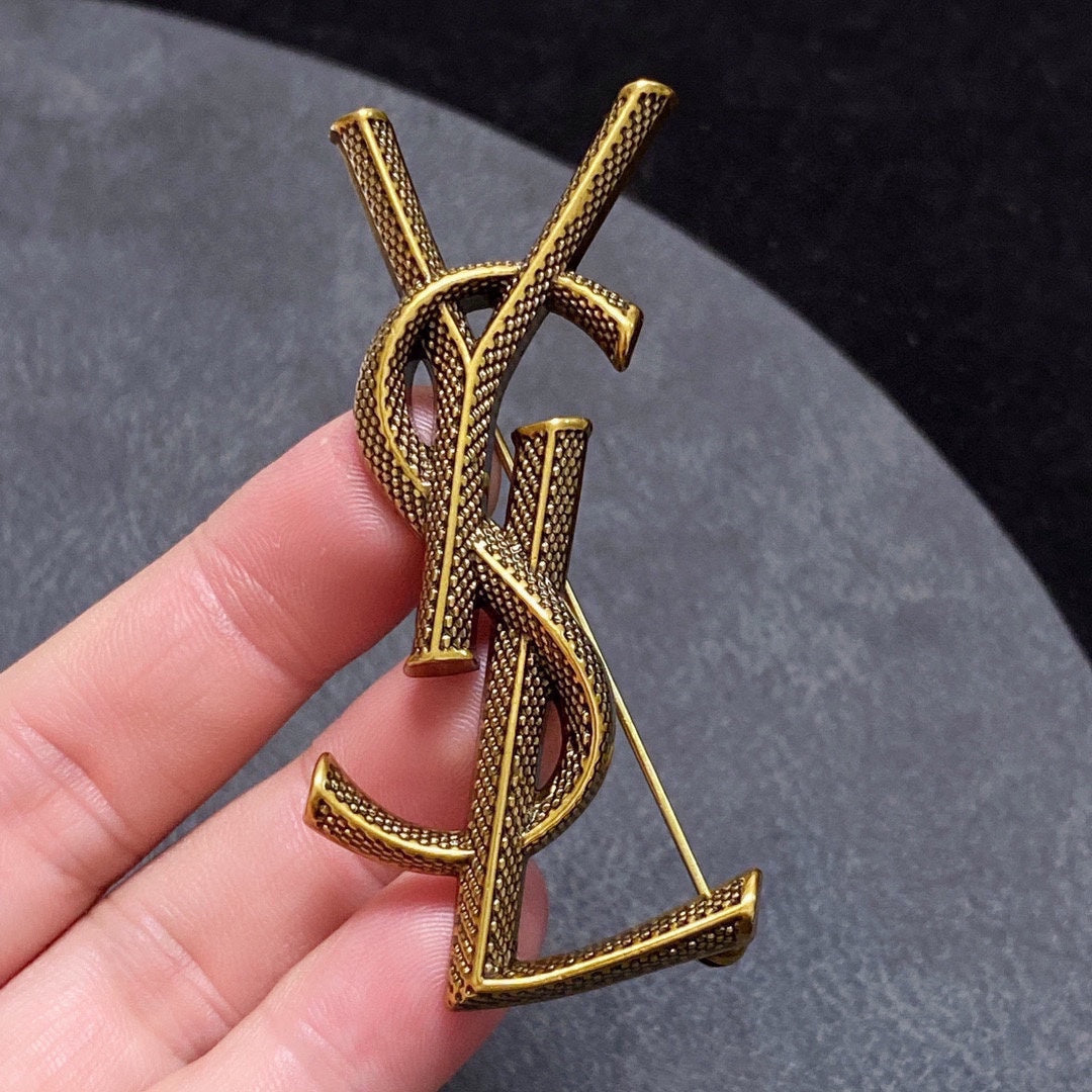 18K Saint Laurent YSL Classic Brooch