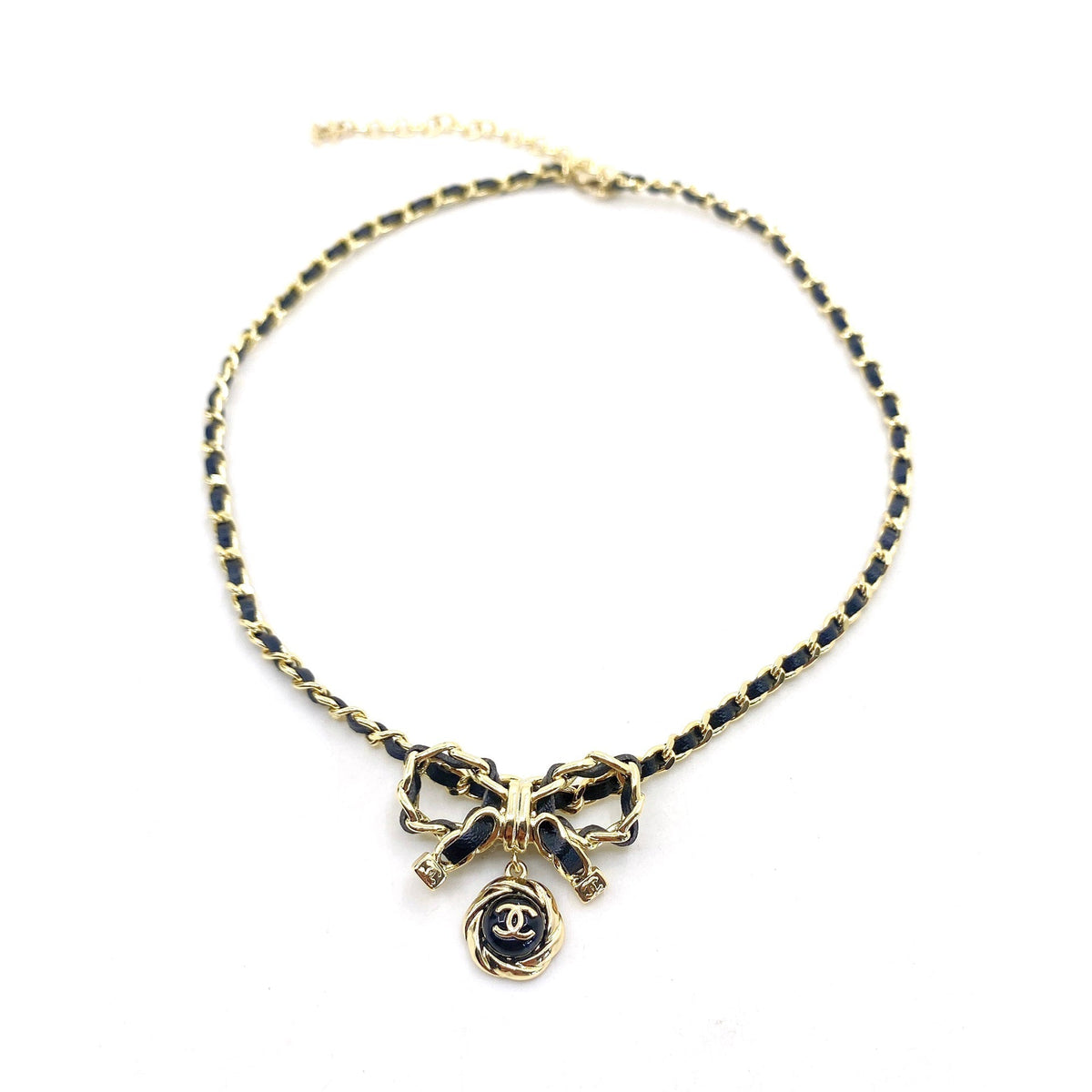 18K Chanel Rhinestone Bow Tie Necklace