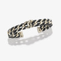 18K Chanel 26C Black Leather Cuff Bracelet