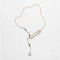 18K Chanel Rhinestone Pearl Letter Necklace