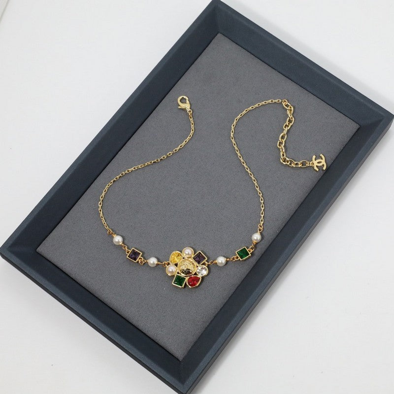 18K Chanel Color Crystal Choker Necklace