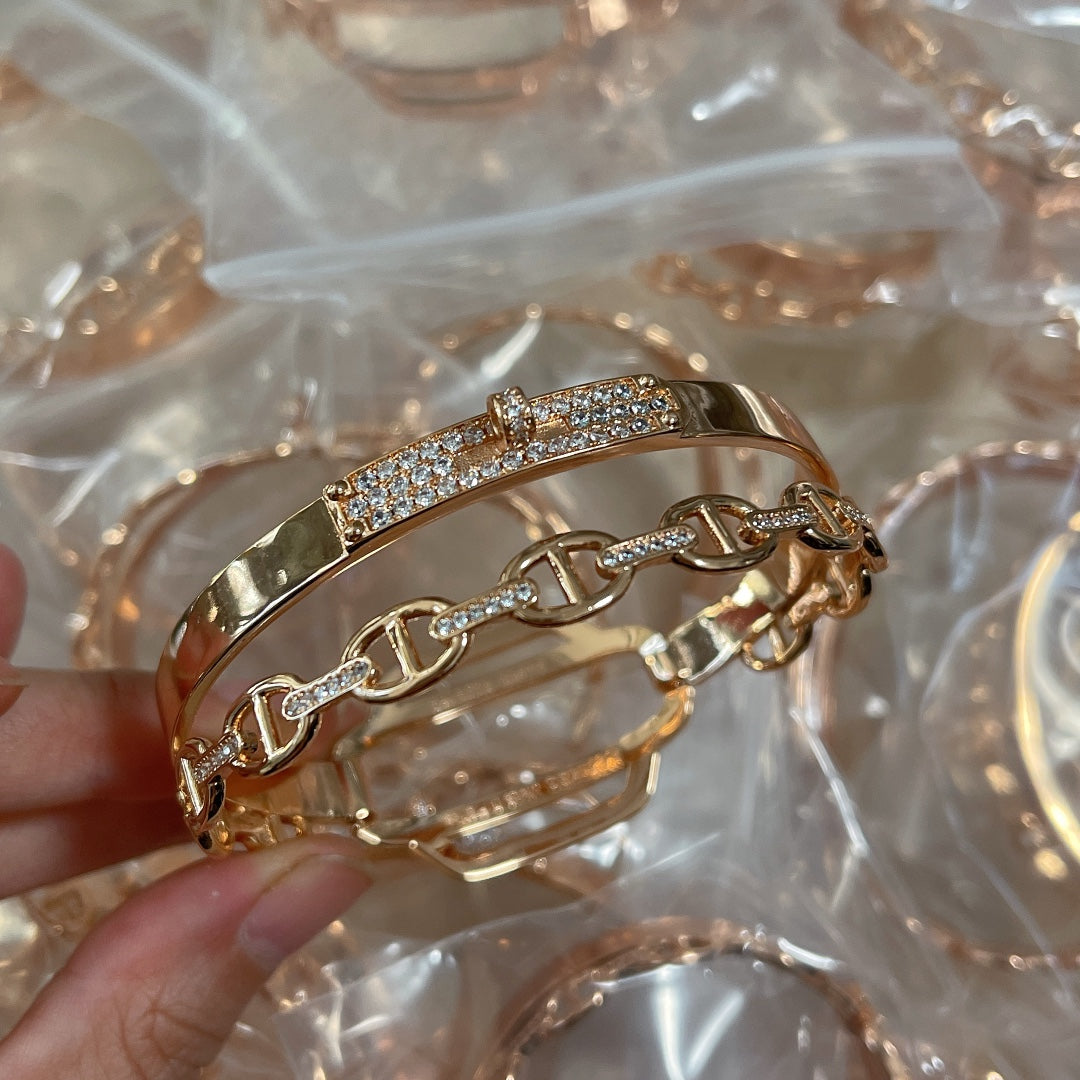 18K Kelly Double Tour Diamond Hermès Bracelet