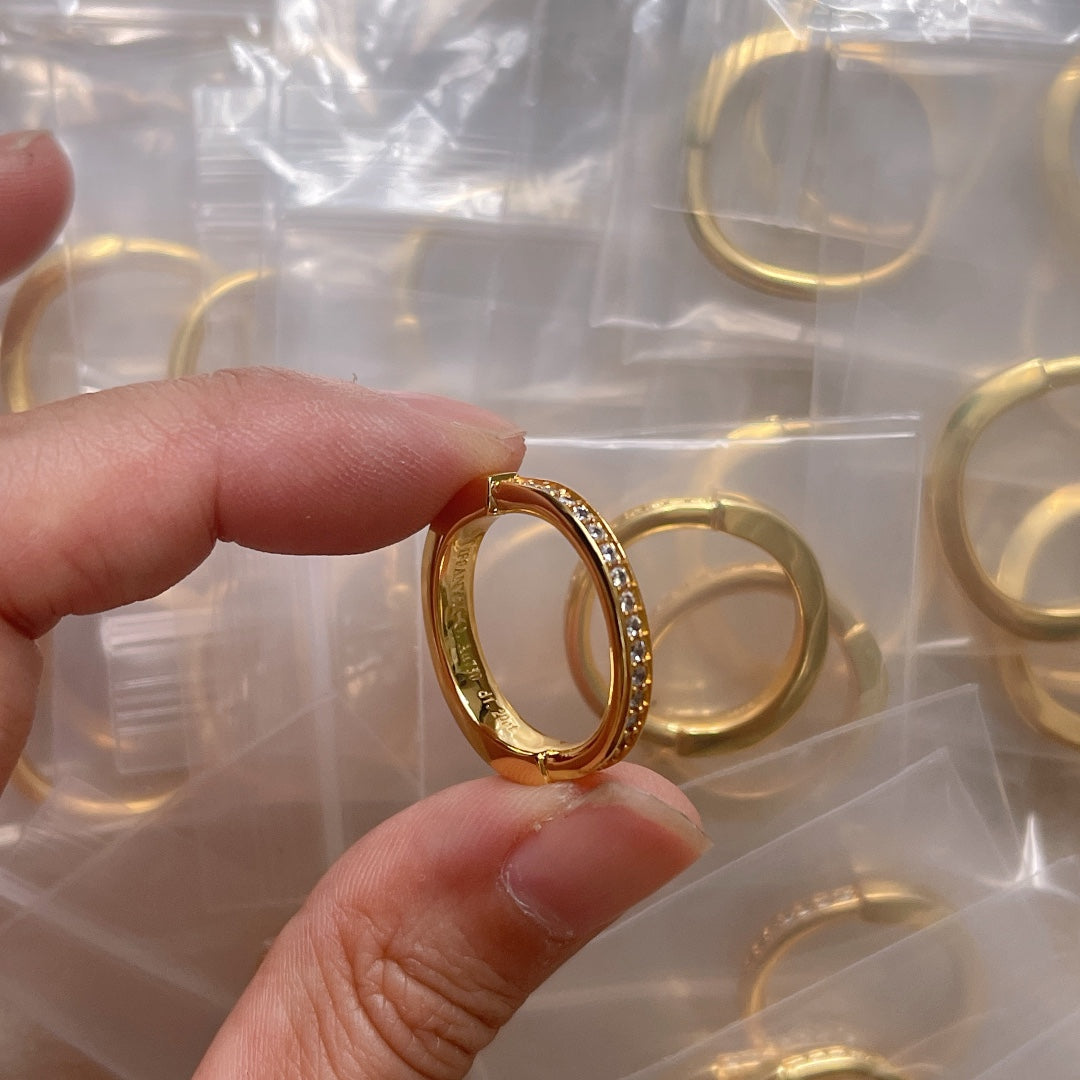 18K Tiffany & Co. Lock Diamonds Yellow Gold Ring